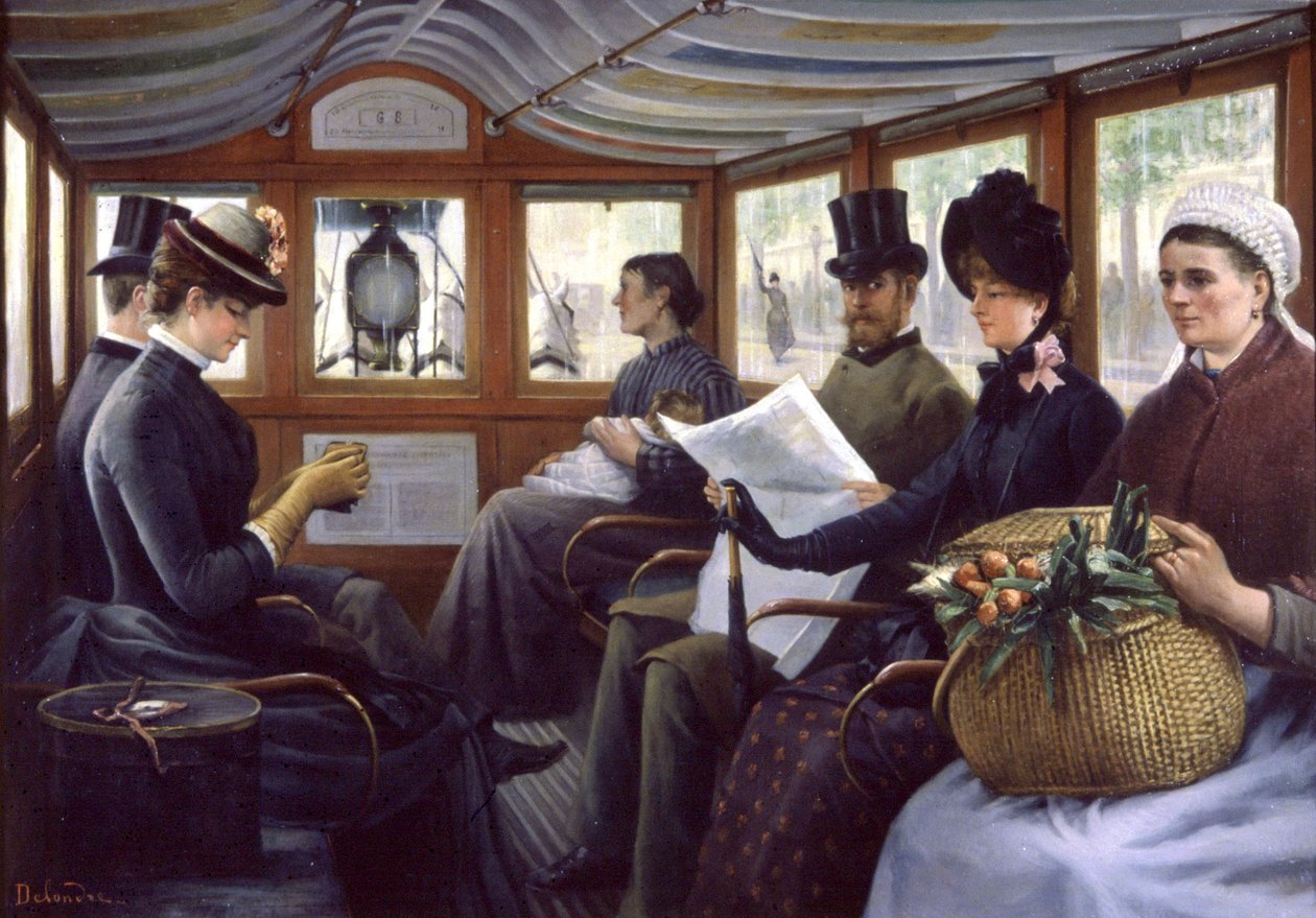 cestující v autobuse v Paříži od Maurice Delondre
