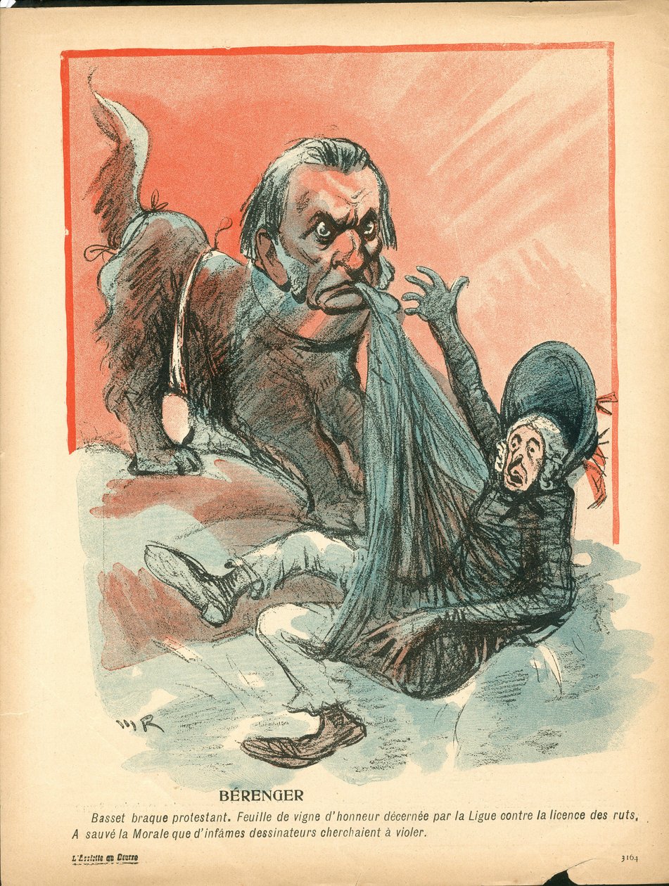 Máslový talíř, satirický v barvách od Maurice Radiguet