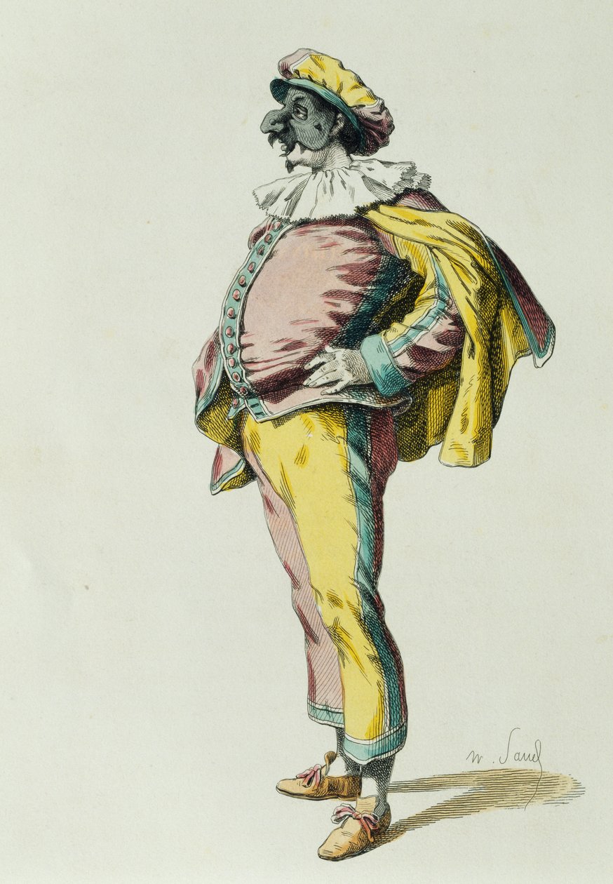 Pulcinella v roce 1685, Maurice Sand (1823-1889) od Maurice Sand