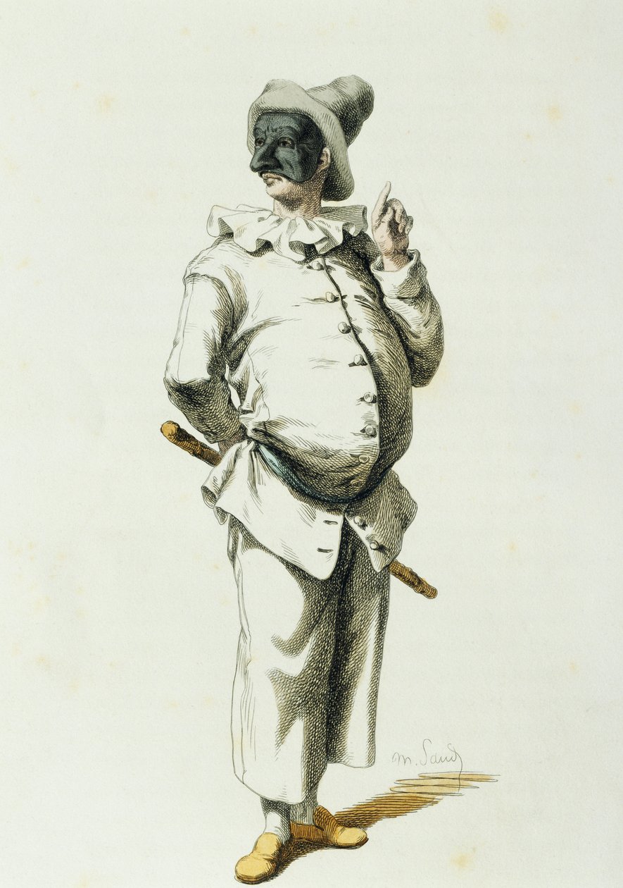 Pulcinella v roce 1700, Maurice Sand (1823-1889) od Maurice Sand