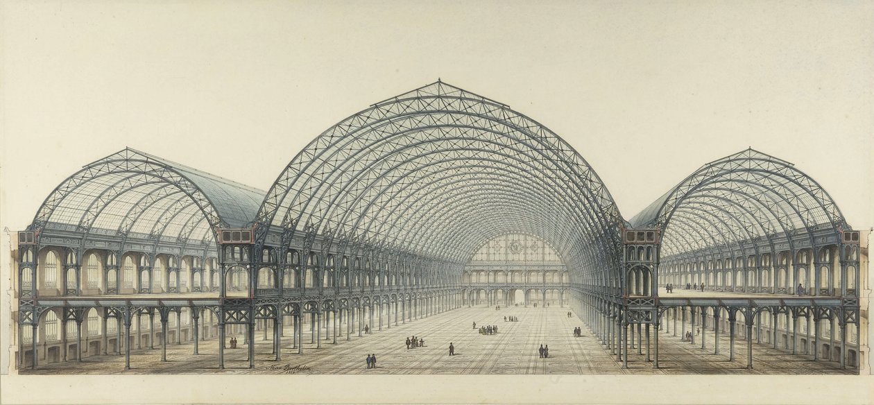 Univerzální výstava 1855. Průmyslový palác, průřez od Max Berthelin