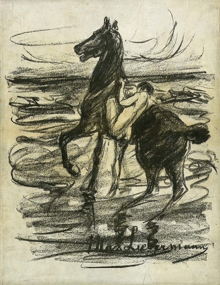 Nahý jezdec na pláži od Max Liebermann
