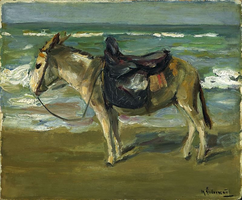 Jízda na oslu na pláži vlevo od Max Liebermann