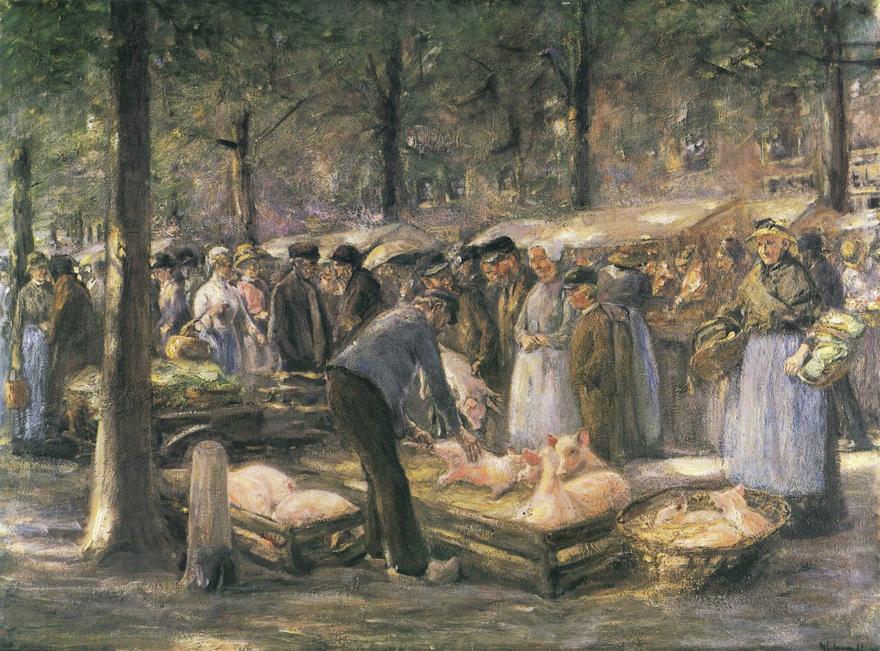Trh s prasaty v Haarlemu od Max Liebermann