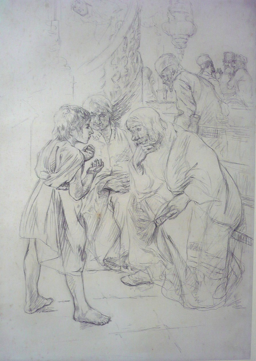 Skica pro dvanáctiletého Ježíše v chrámu od Max Liebermann