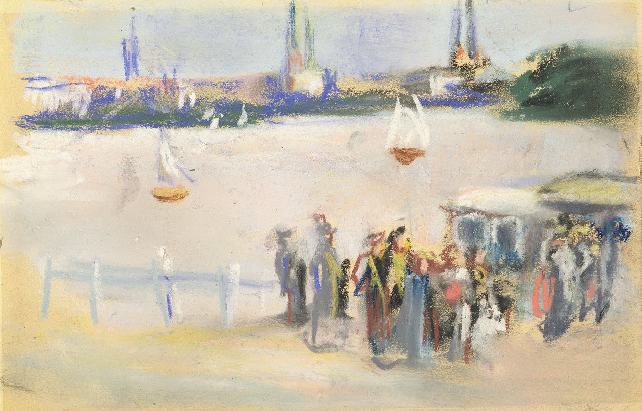 Pohled na Aussenalster, 1909 (pastel na papíře) od Max Liebermann