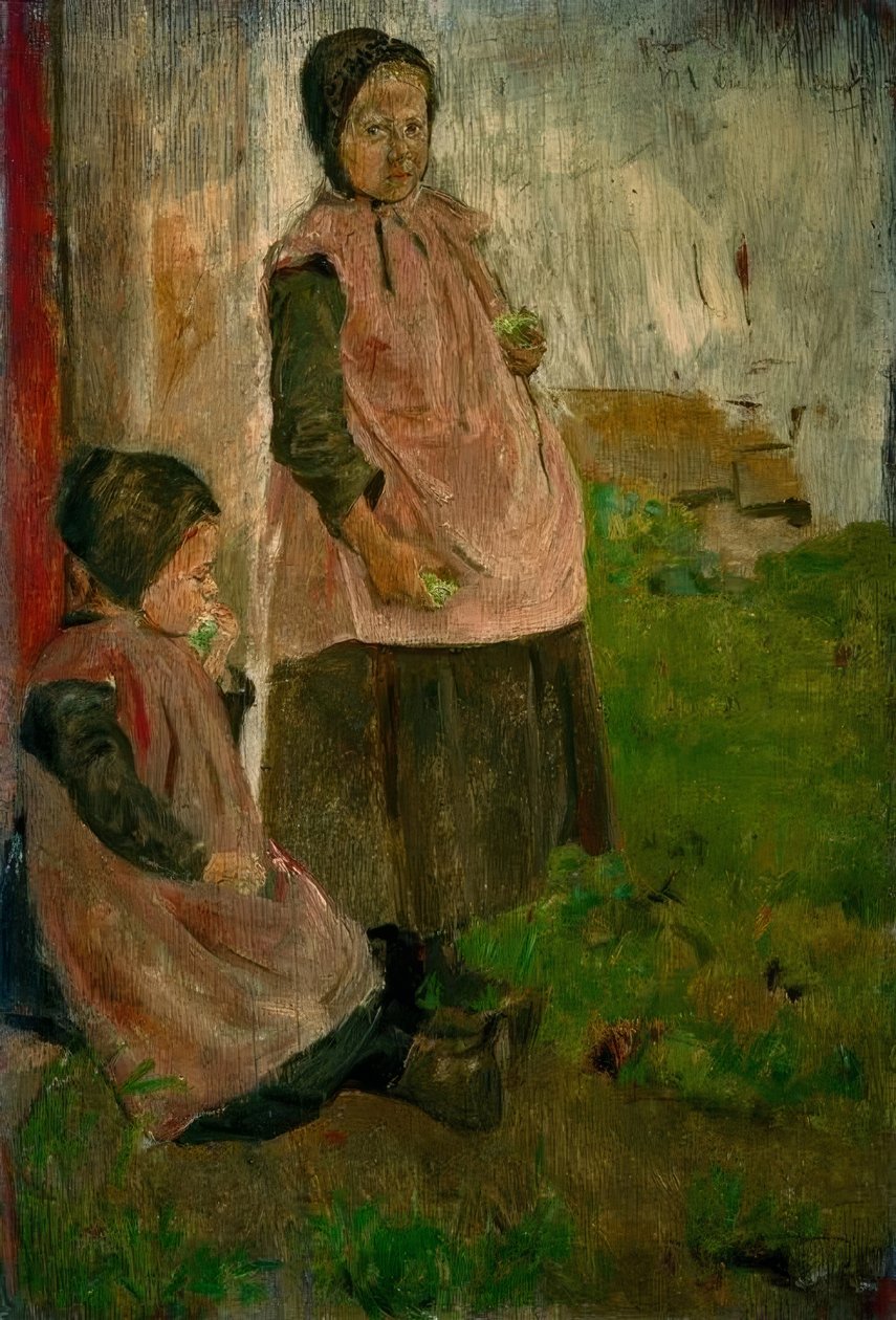 Dvě dívky jíst jablko od Max Liebermann