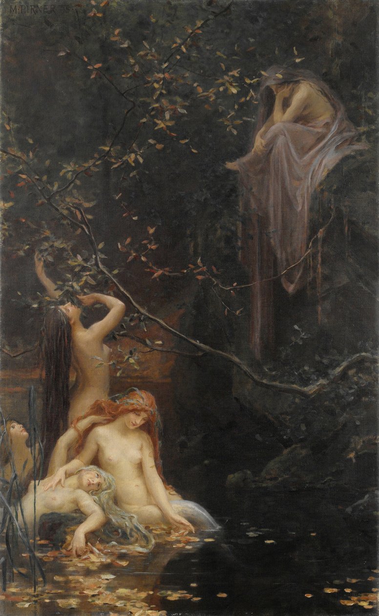 Víly u potoka, 1895 od Max Pirner