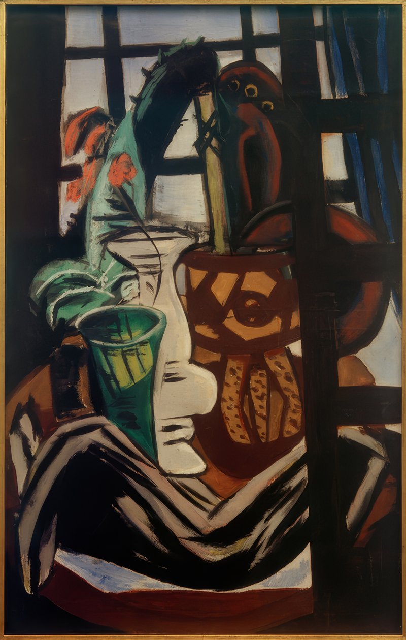 Ateliér se stolem a sklenicemi od Max Beckmann