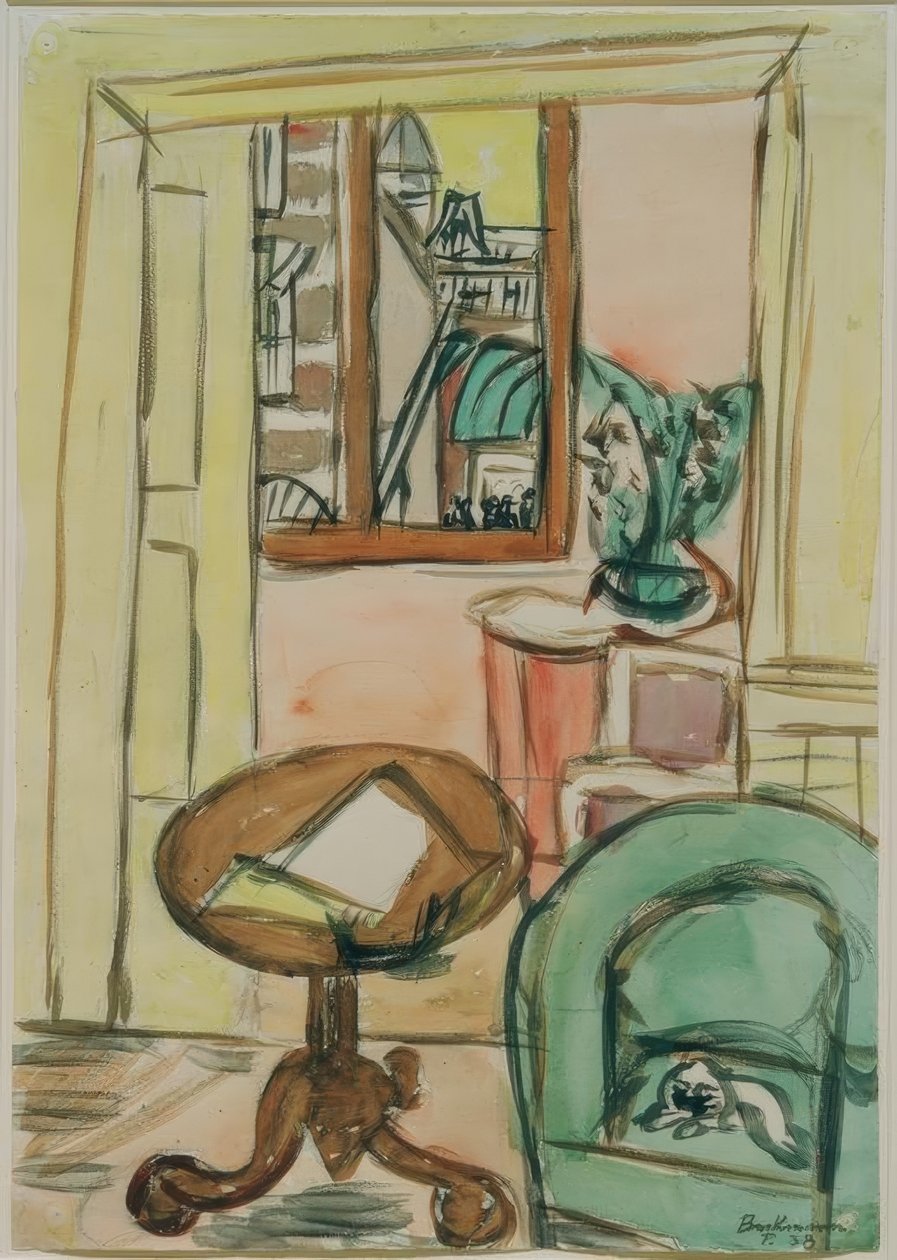 Interiér s kulatým stolem od Max Beckmann