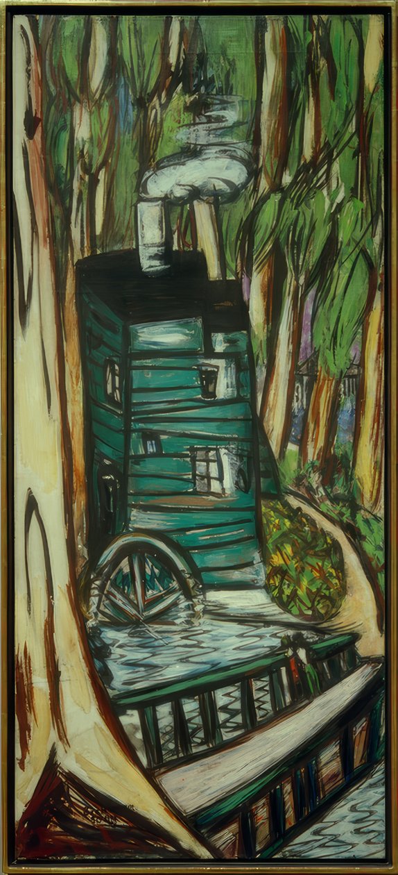 Mlýn v eukalyptovém lese (Mills College) od Max Beckmann