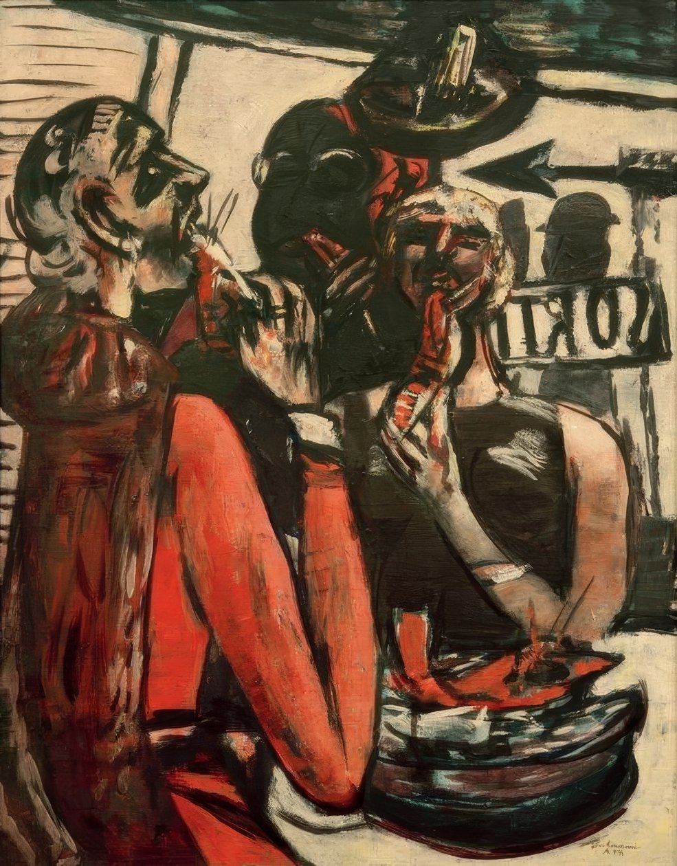 Prunier (Im Restaurant Prunier, Paříž) od Max Beckmann