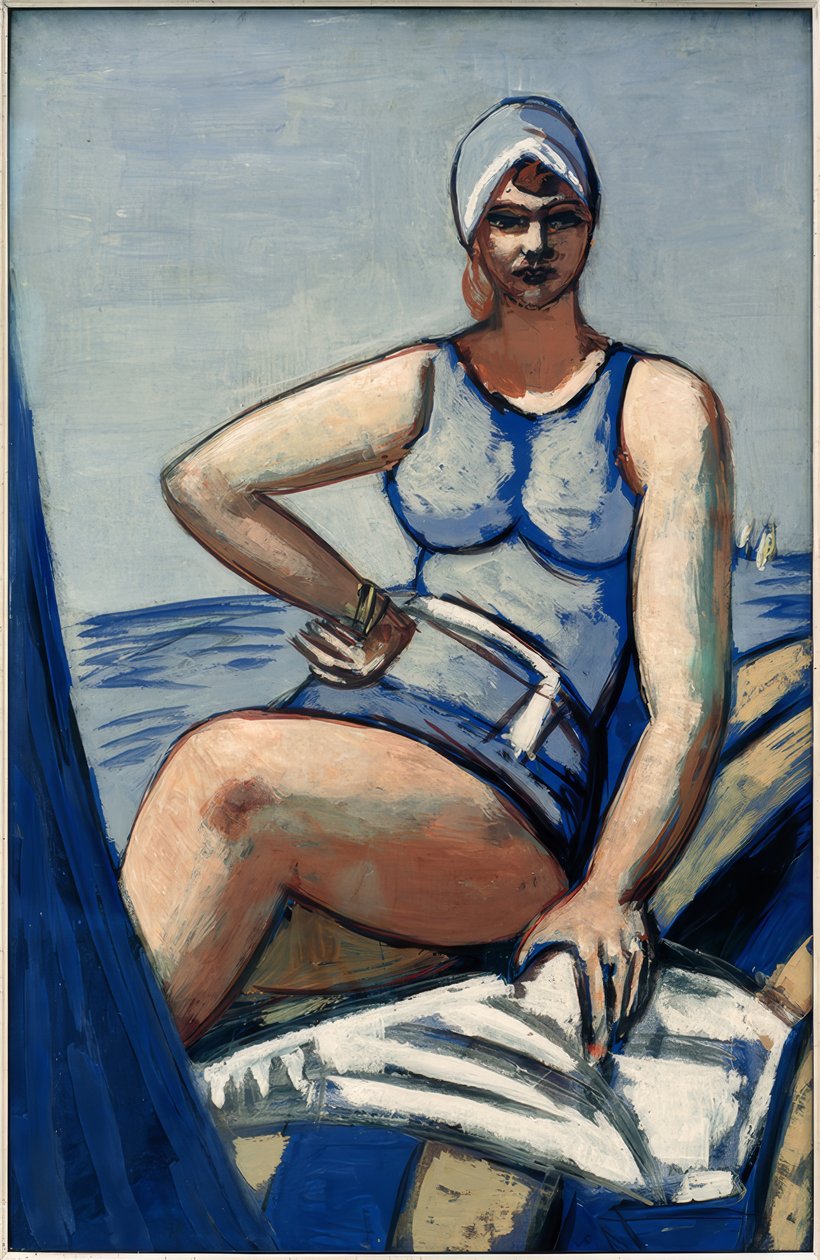 Quappi v modrém v lodi od Max Beckmann
