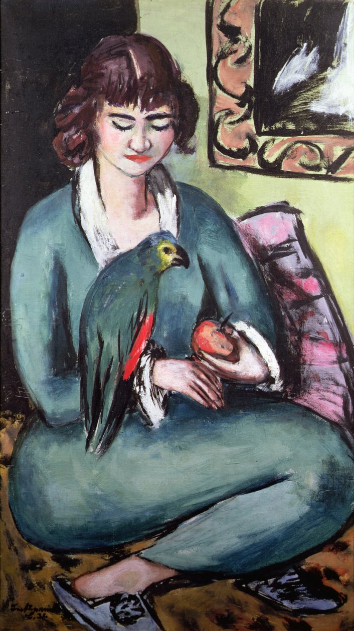 Quappie s papouškem od Max Beckmann