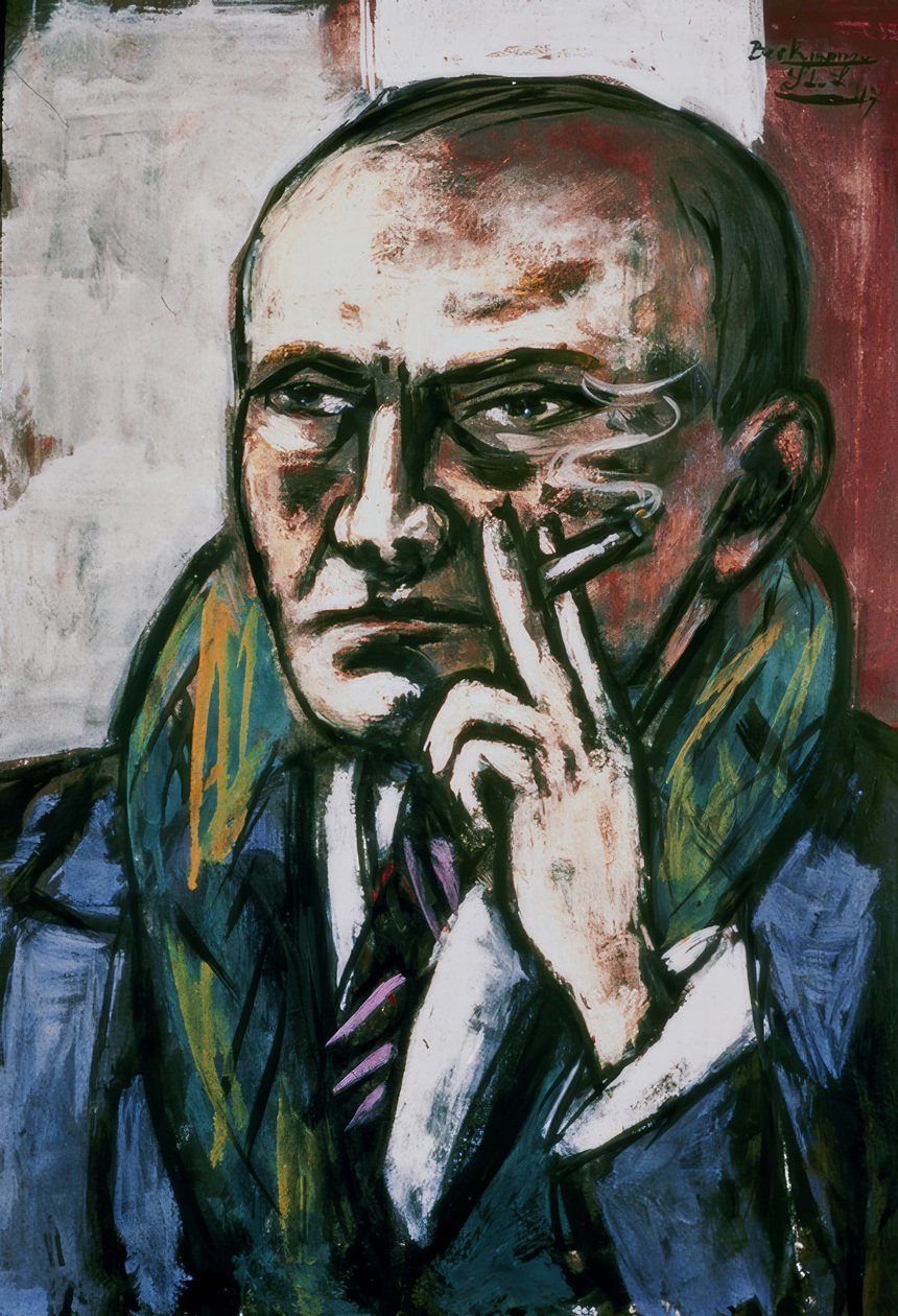 Autoportrét s cigaretou od Max Beckmann