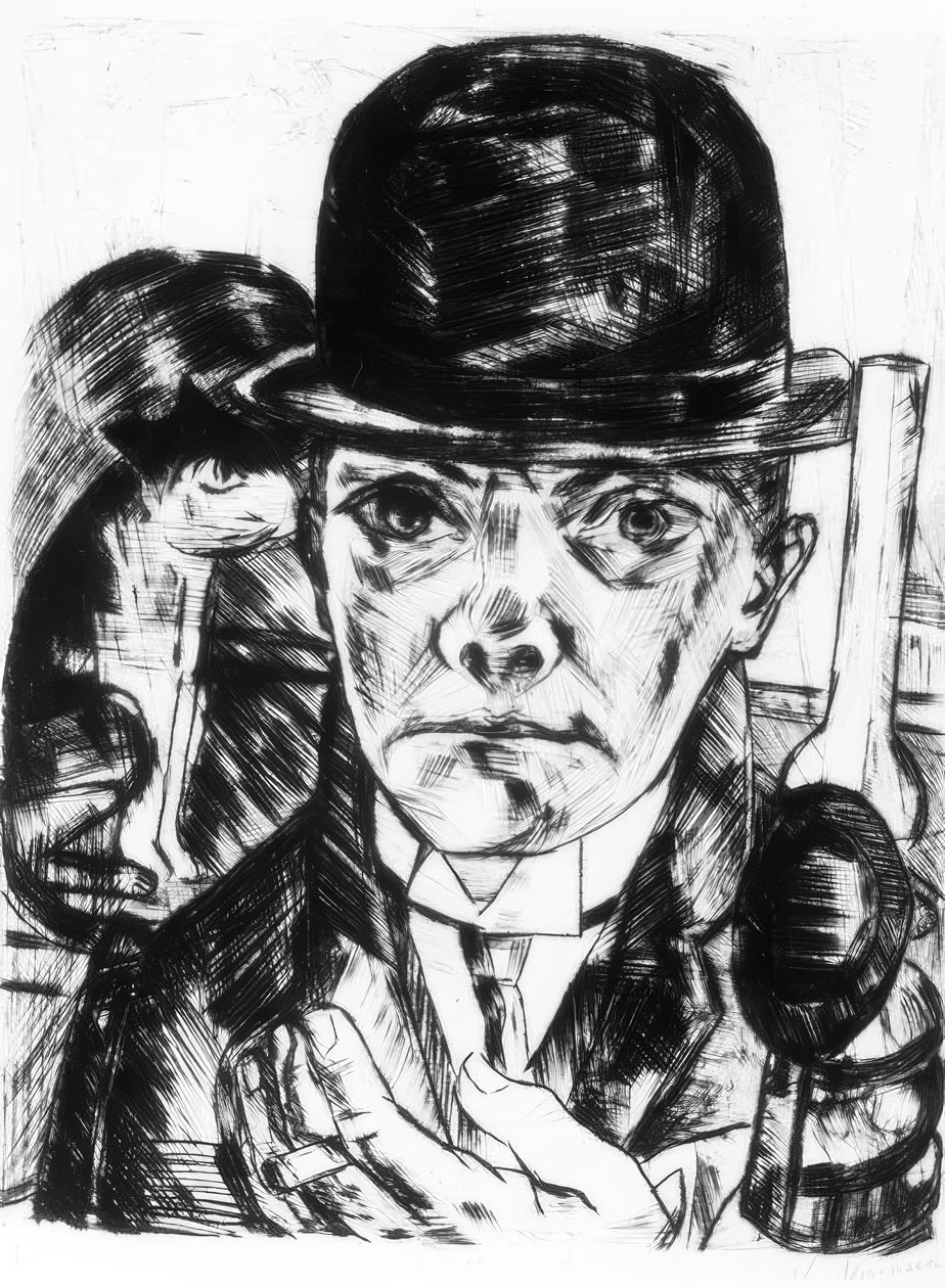 Autoportrét s tuhým kloboukem od Max Beckmann