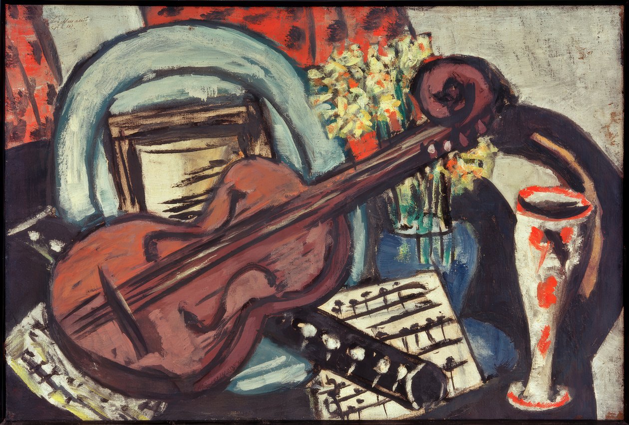 Zátiší s houslemi a flétnou od Max Beckmann
