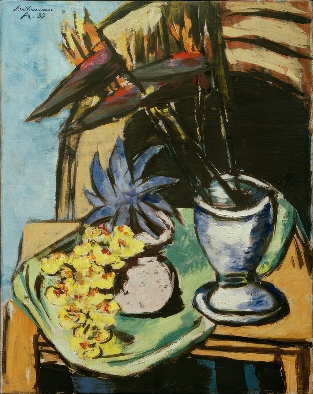 Zátiší s strelitzia a žluté orchideje od Max Beckmann