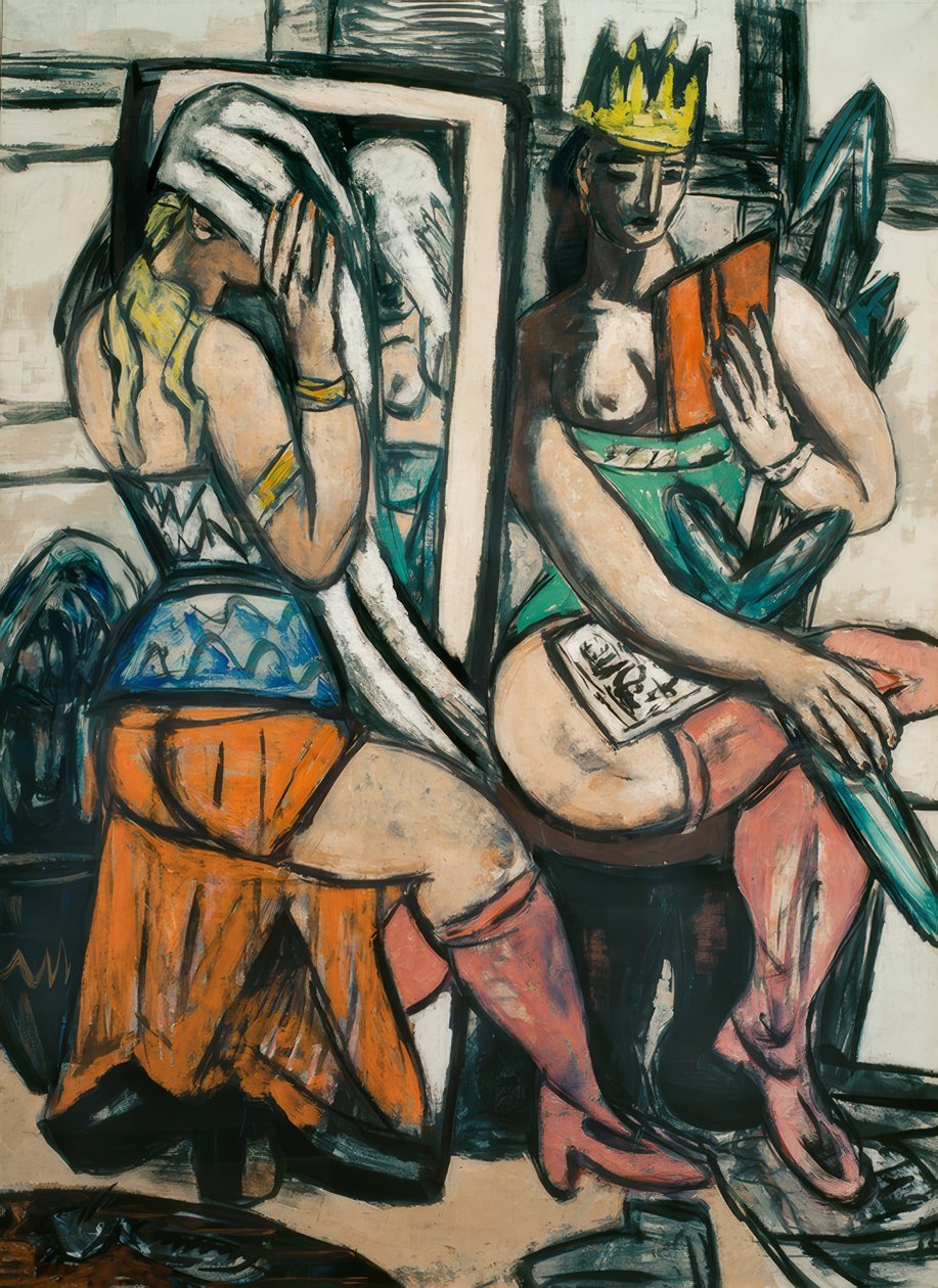 Dvě herečky v šatně od Max Beckmann