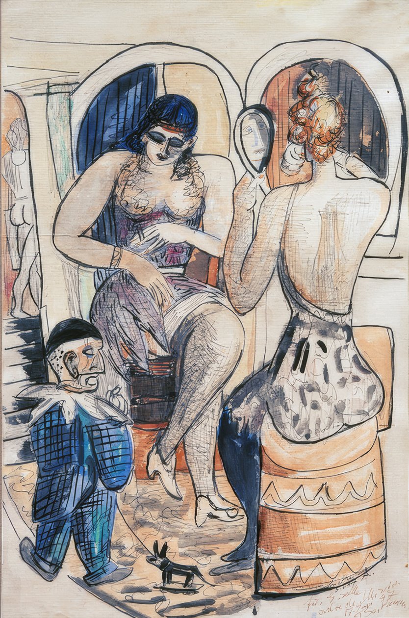 Dva tanečníci (dívka s modrým trpaslíkem) od Max Beckmann