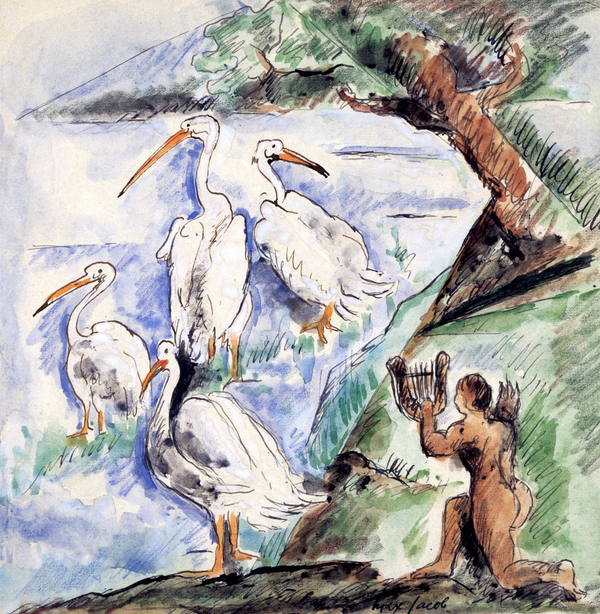 Orfeus s pelikány, c1900-1944 od Max Jacob