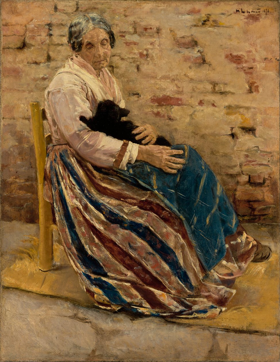 Stará žena s kočkou, 1878 od Max Liebermann