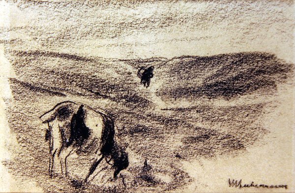 Goat Nibbling, c.1890 (grafit na papíře) od Max Liebermann