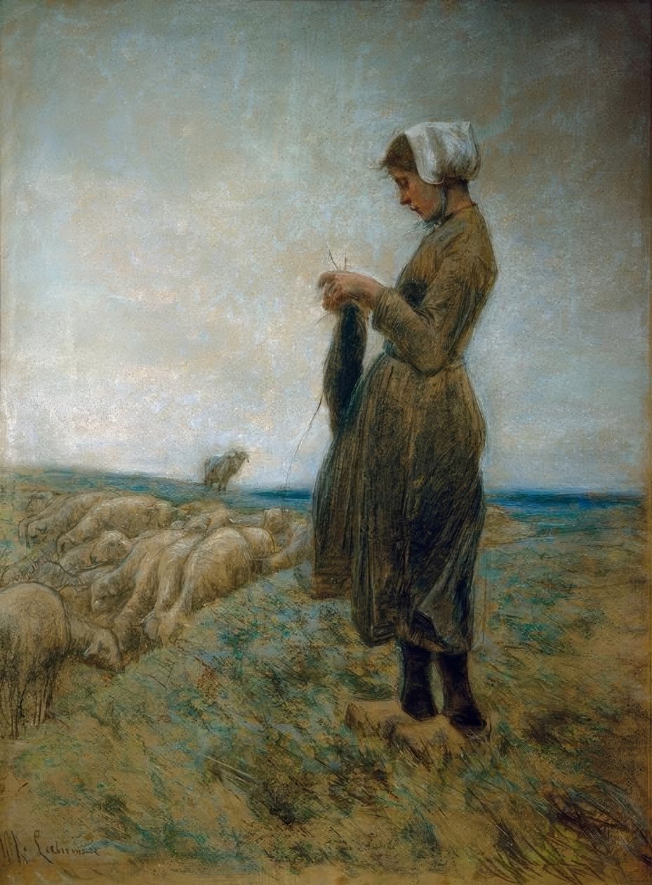 holandská ovčáková dívka (pletací pastýřka) od Max Liebermann