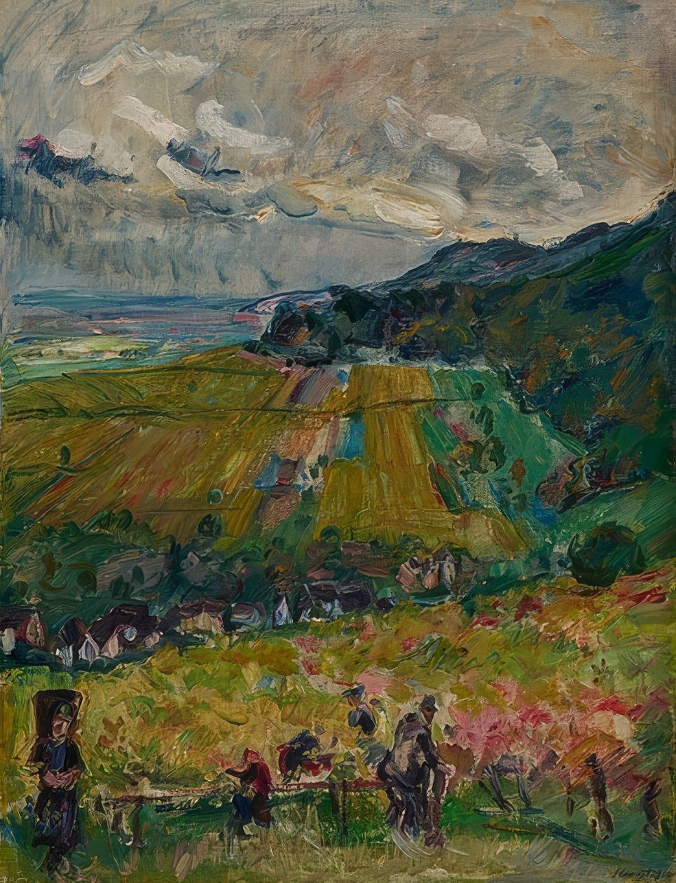 Falcká krajina, sklizeň hroznů v Neucastelu. 1916 od Max Slevogt