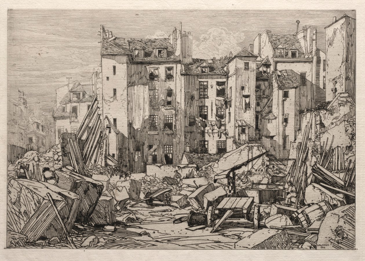 Demolice starých domů v Paříži, 1862. od Maxime Lalanne