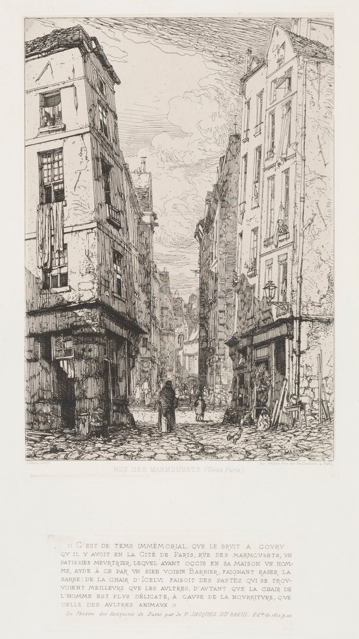 Rue des Marmosets Stará Paříž, 1862. od Maxime Lalanne