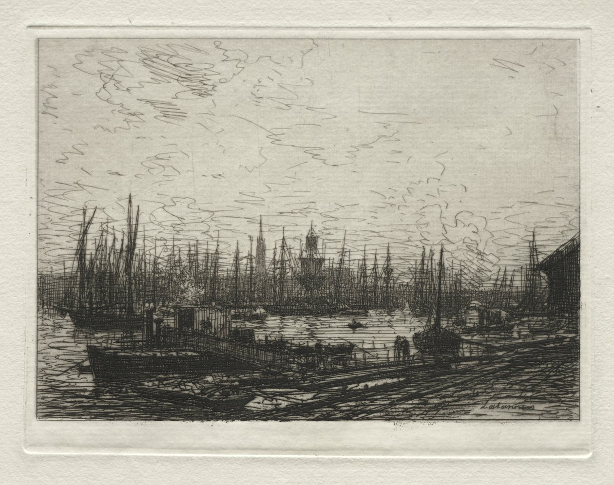 Přístav Bordeaux, večer. od Maxime Lalanne