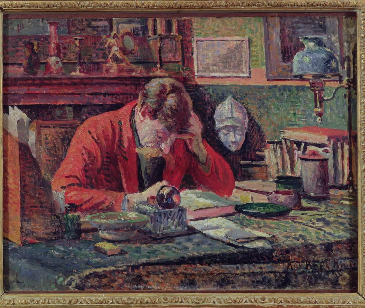 Emile Verhaeren (1855-1916) ve své studii, kolem roku 1897 od Maximilien Luce