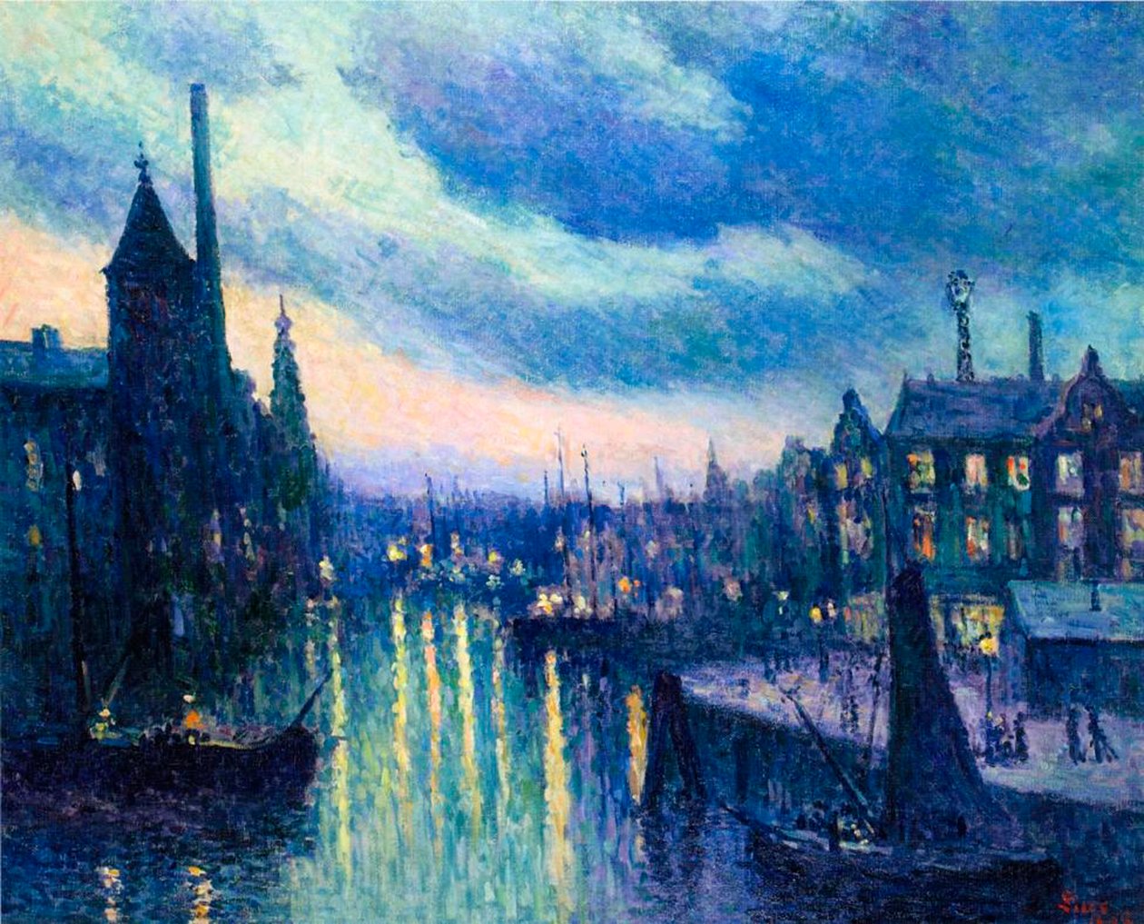 Přístav Rotterdam v noci, 1908 od Maximilien Luce