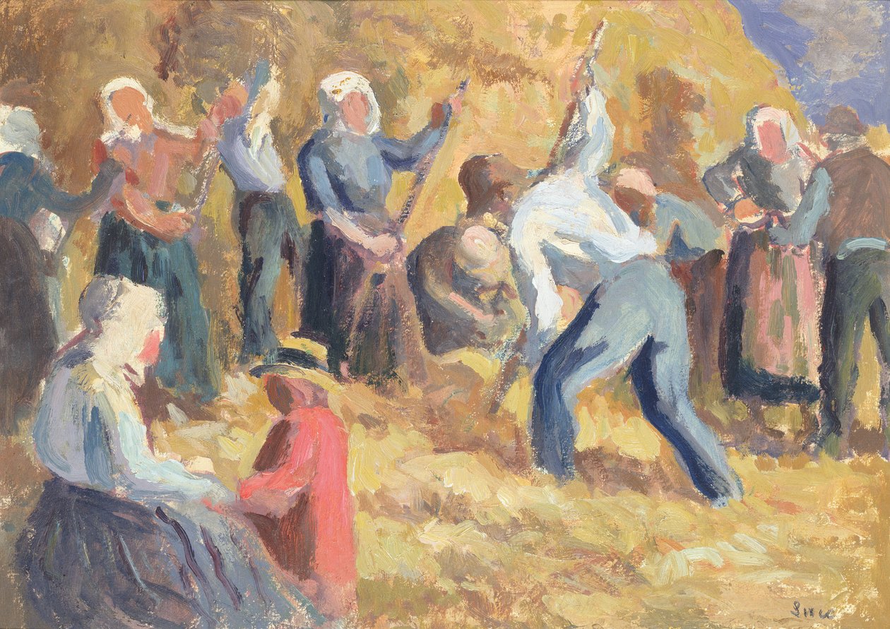 The Harvest, cca 1914 (olej na papíře) od Maximilien Luce