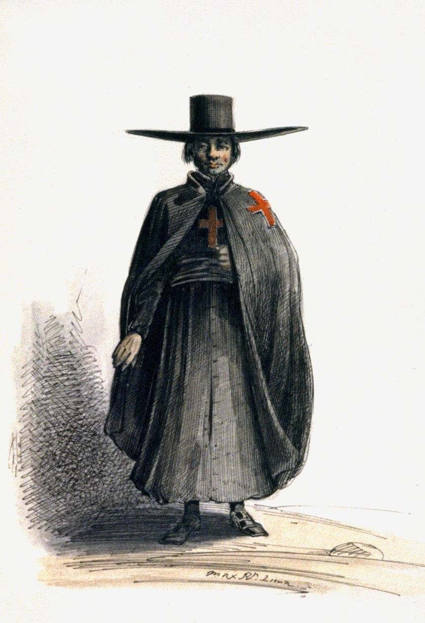 Missionaire au Perou, cca 1840 (akvarel) od Maximilien Radiguet