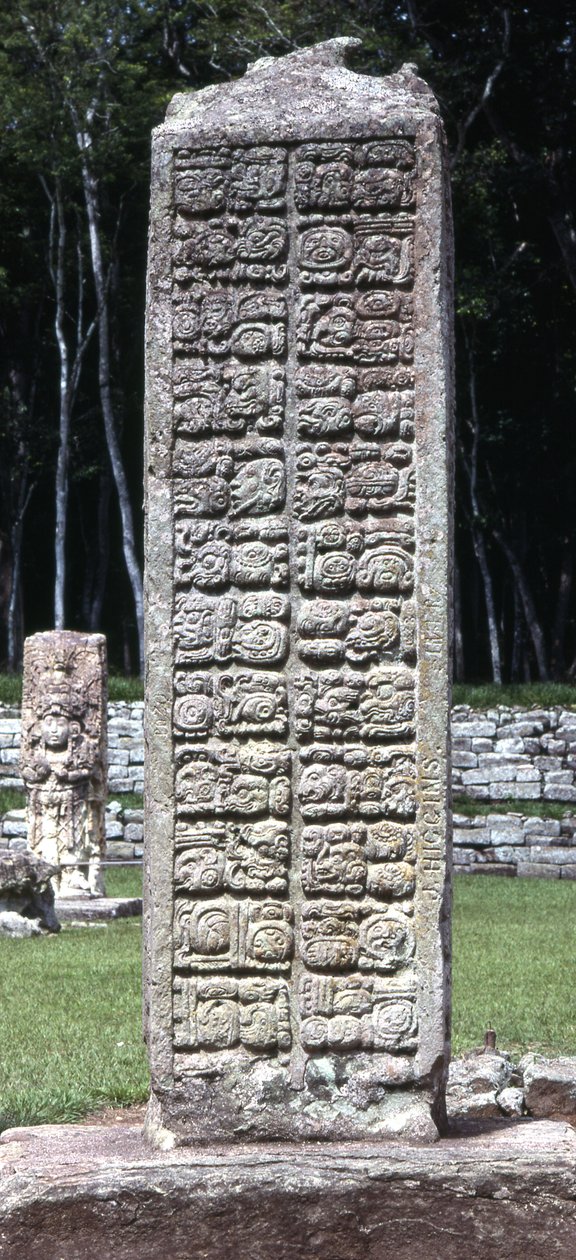 Zadní strana stély A, Copan, pozdní klasické období, kolem 730 našeho letopočtu od Mayan
