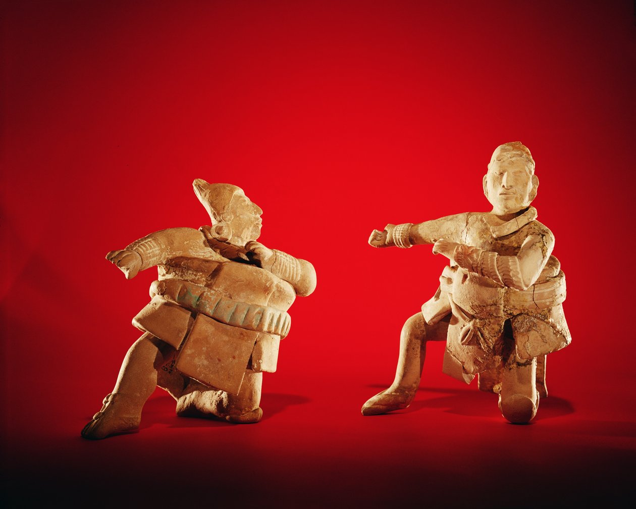 Figurky ceremoniálních hráčů míče, z Isle of Jaina, cca 600 (kamenina) od Mayan
