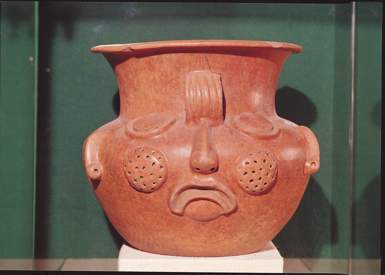 Kulovitá váza s obličejem, z Kalminaljuy, Guatemala, předklasické období, 1000-250 př.nl (terakota) od Mayan