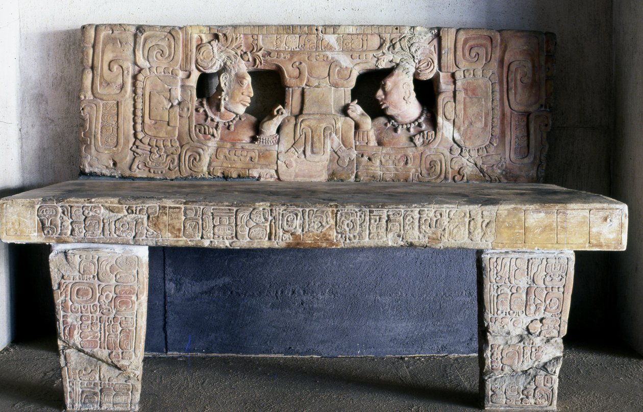 Throne 1 z Piedras Negras, Usamacinta, Guatemala, pozdní klasické období (600-900) od Mayan