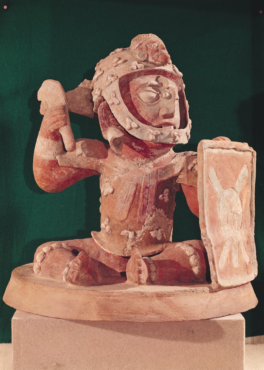 Víko urny s postavou válečníka, z Guatemaly, klasické období, 600-950 (terakota) od Mayan