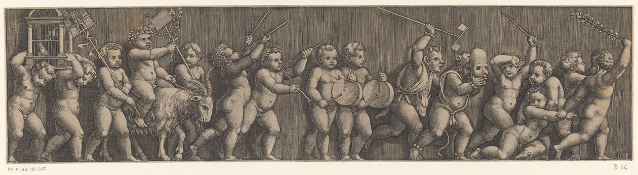 Frisian s průvodem putti od Meester van de Dobbelsteen