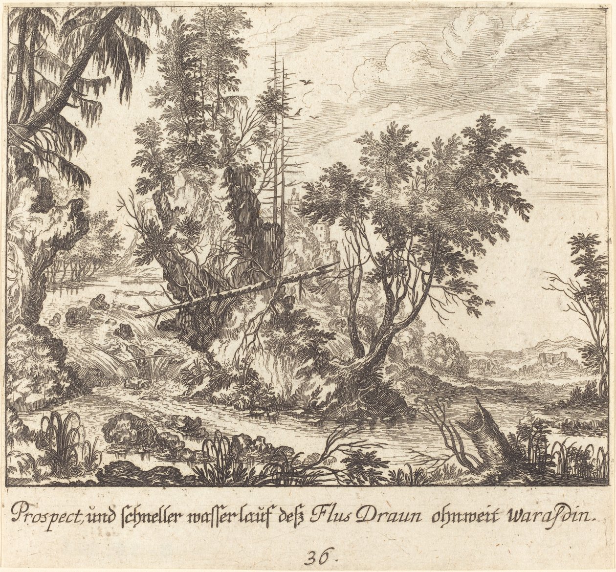 Řeka Draun od Melchior Küsel after Johann Wilhelm Baur