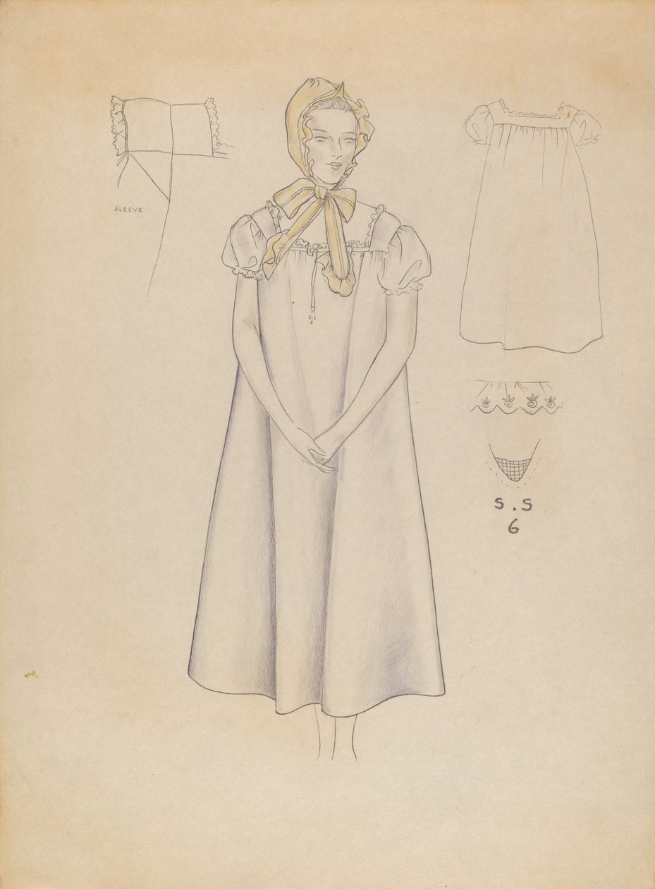 Noční košile a čepice, 19351942. od Melita Hofmann