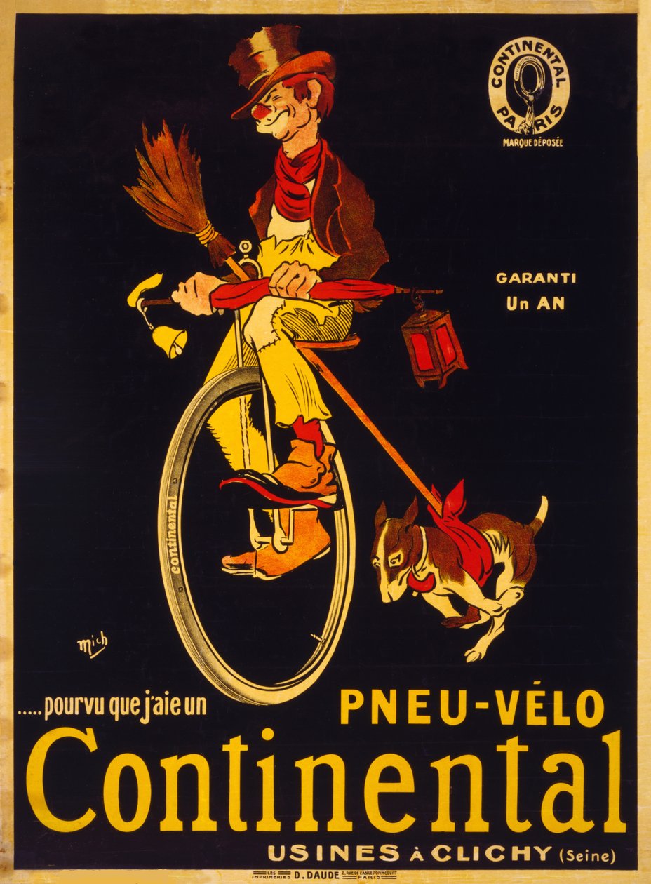 Pourvu que jaie un pneu-vélo Continental, kolem roku 1900. od Mich