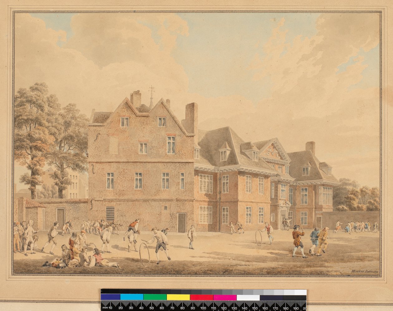 The Old Manor House, Marylebone, jako škola, 1791 (tužka a wc) od Michael Rooker