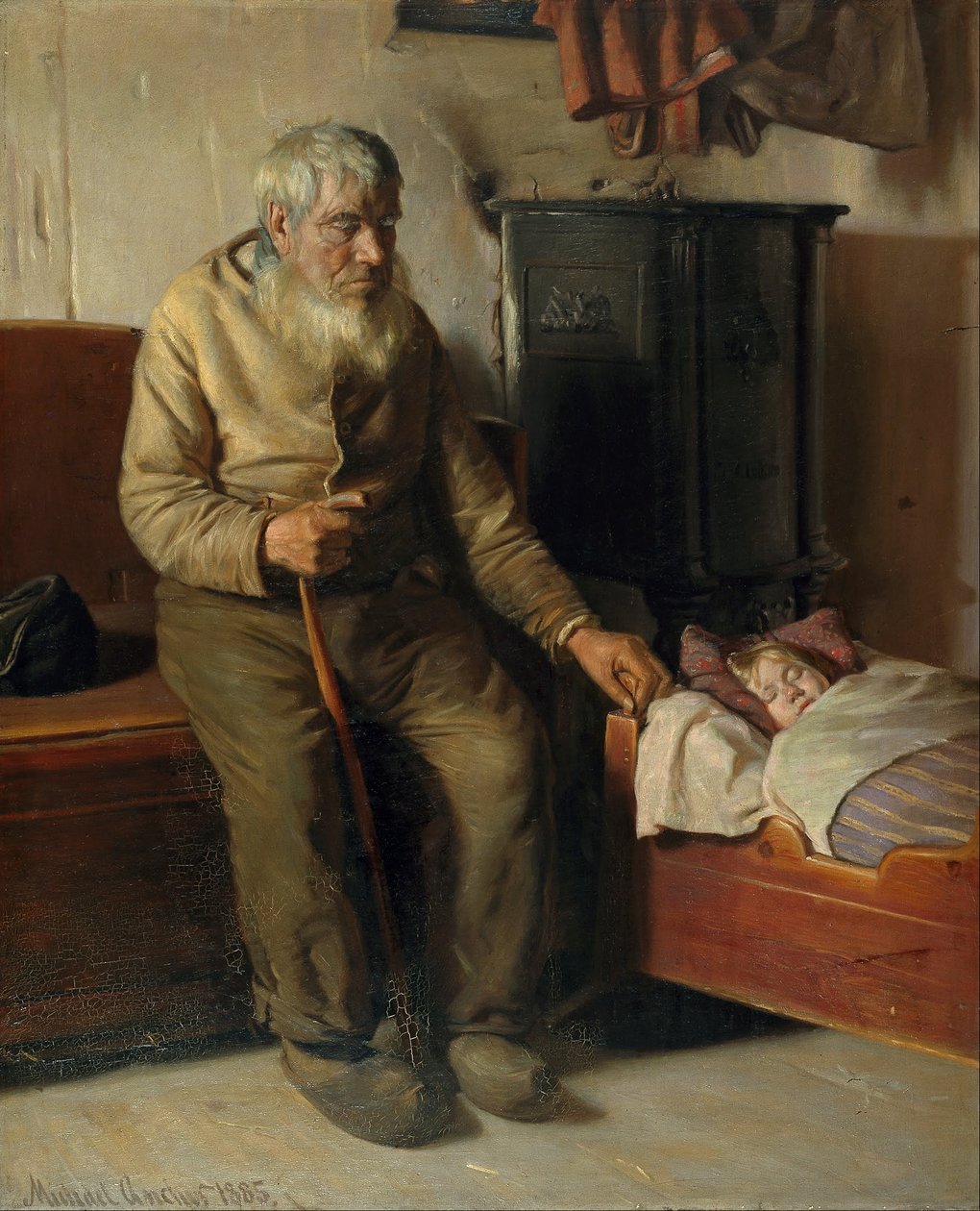 Slepý Kristian myslící na dítě od Michael Peter Ancher