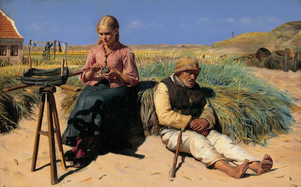 Postavy v krajině. Slepý Kristian a Tine mezi dunami od Michael Peter Ancher