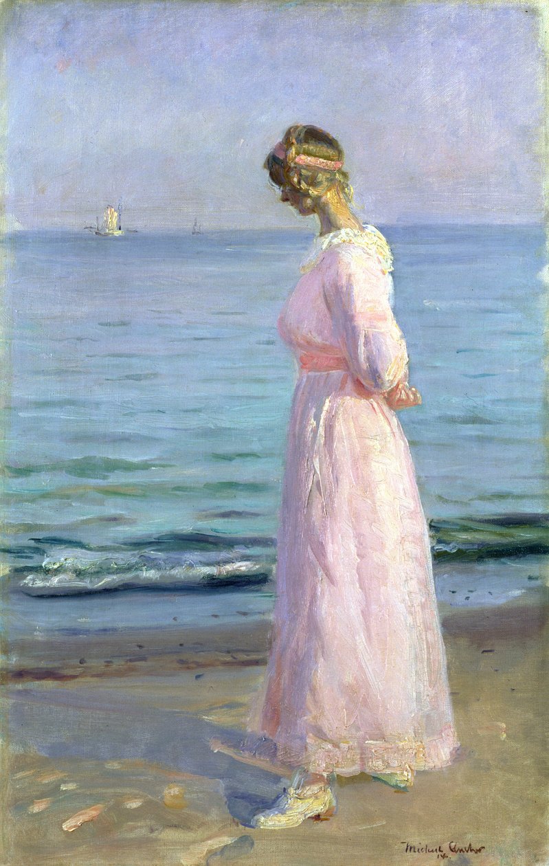 Dívka v růžových šatech, 1914 od Michael Peter Ancher