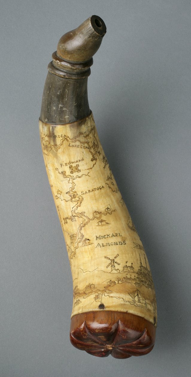 Powder Horn, 1785 (roh a dřevo) od Michael Almonds